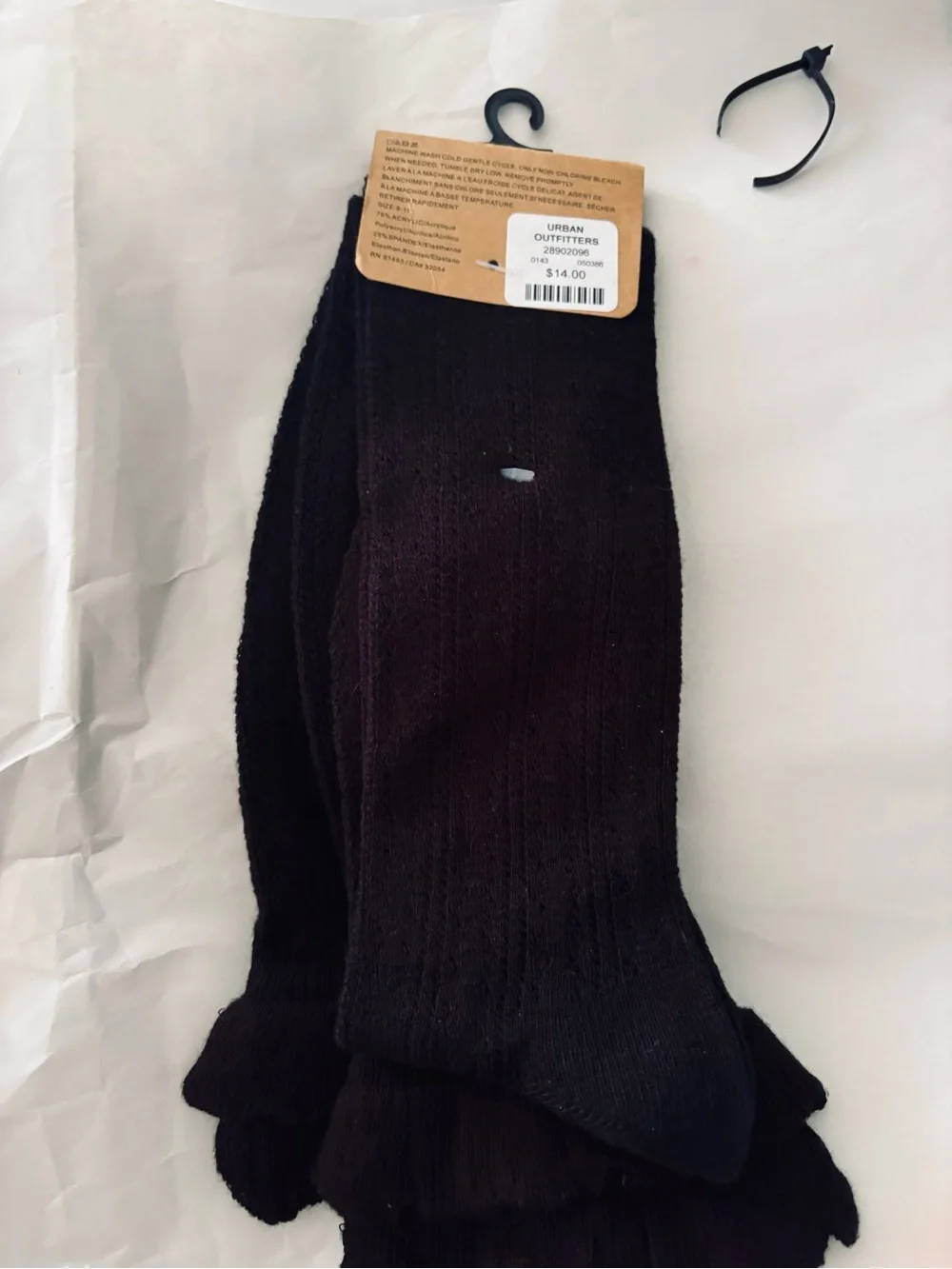 LadiesURBAN OUTFITTERS Black over the knee ruffle Socks -